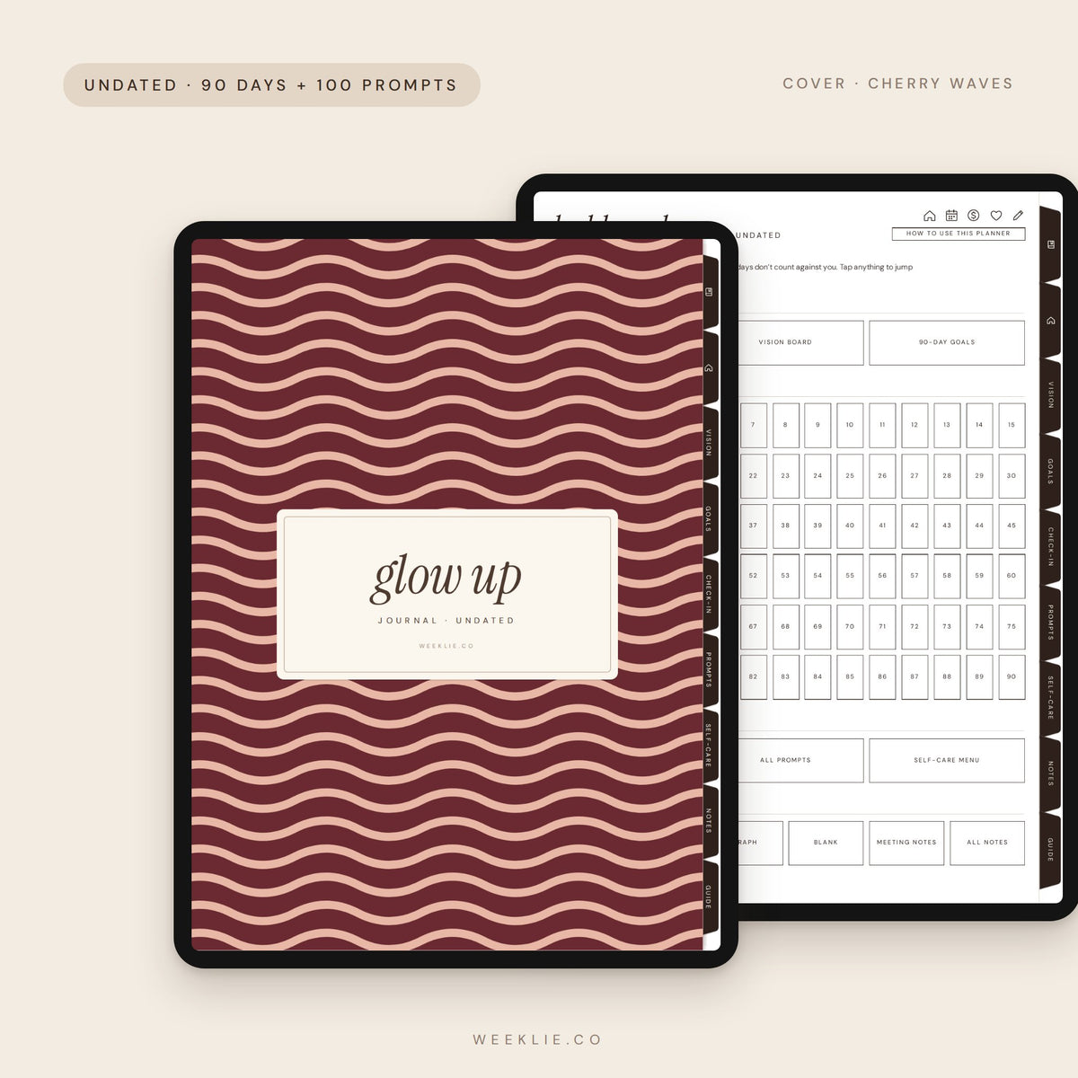 The Glow-Up Journal with the Cherry Waves cover