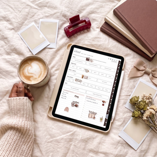 The Weeklie Sticker Book digital stickers in a planner on an iPad