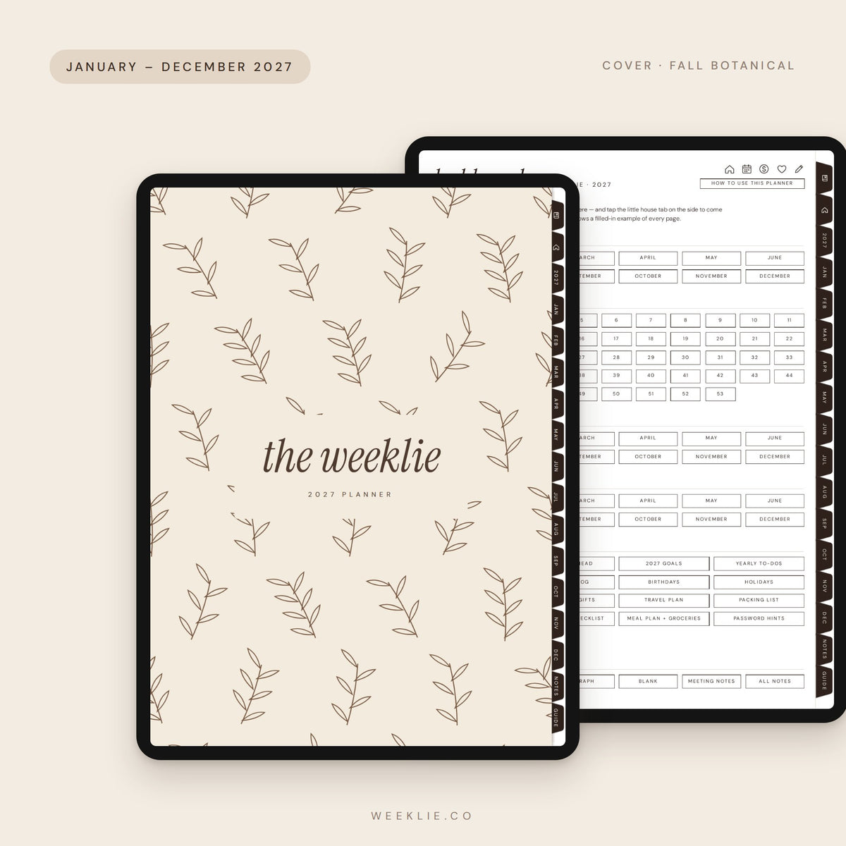 The 2027 Weeklie Planner with the Fall Botanical cover