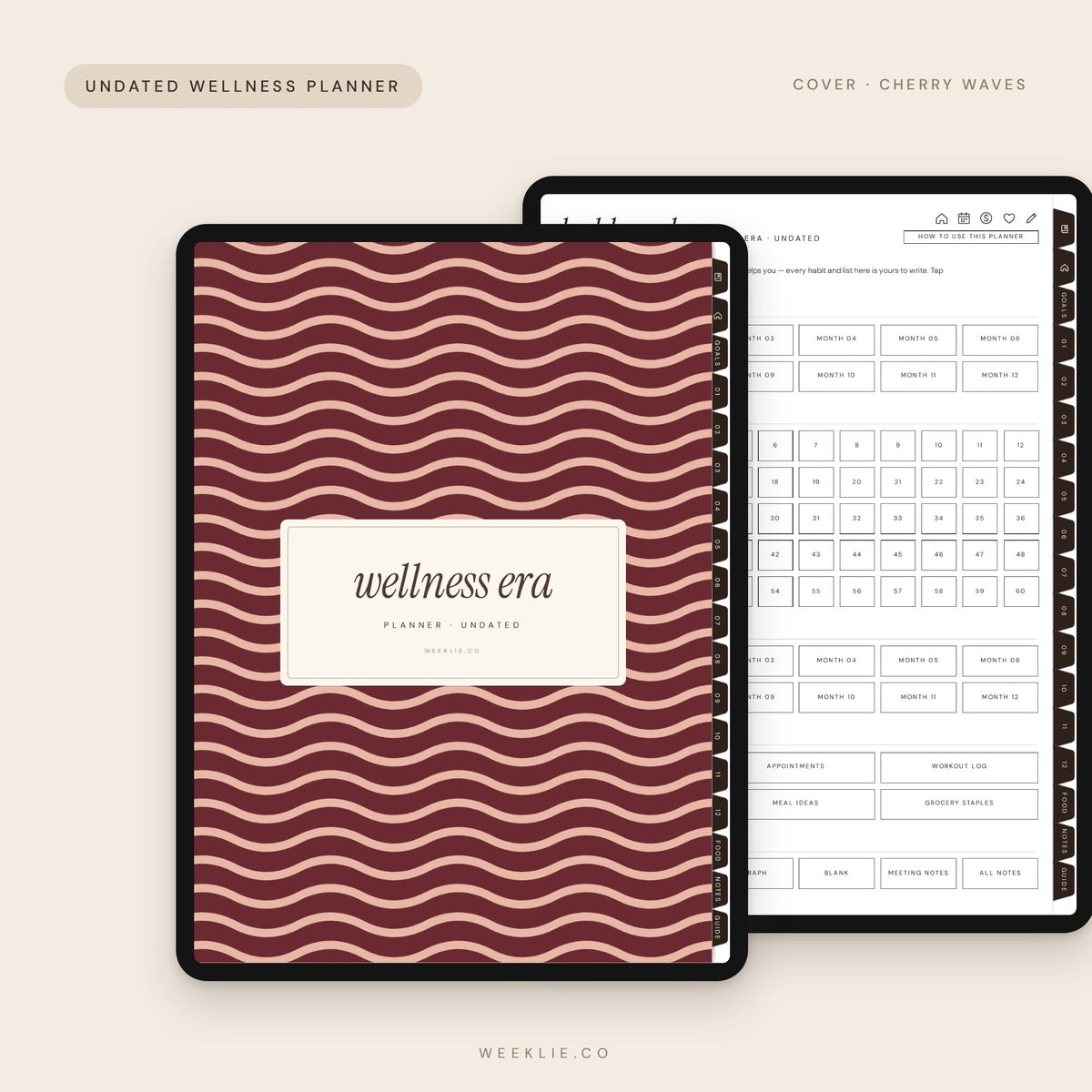 Wellness Era Planner with the Cherry Waves cover