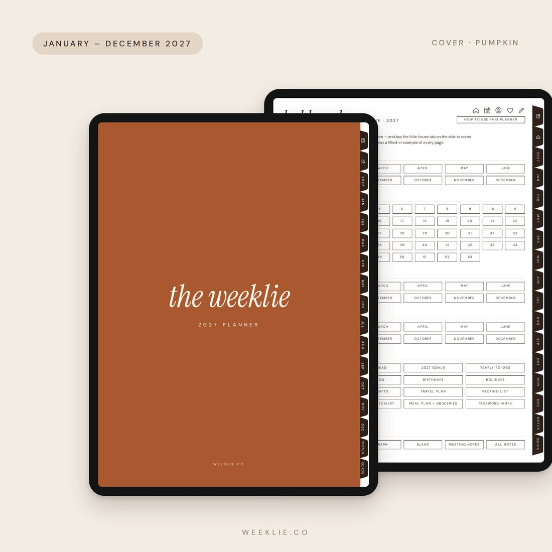 The Weeklie digital planner with the Pumpkin cover