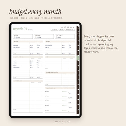 Soft Life Budget Planner hyperlinked pages