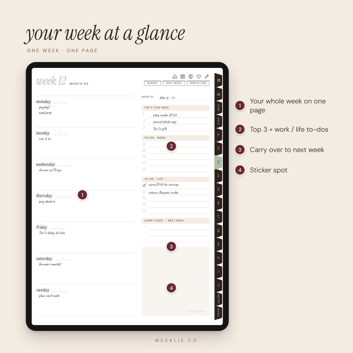 Soft Life Budget Planner weekly pages