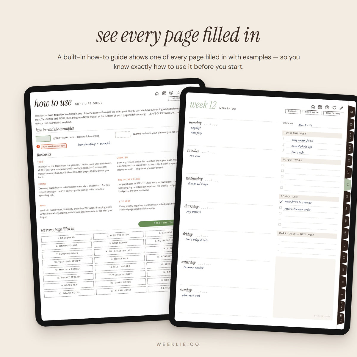 Soft Life Budget Planner built-in how-to guide