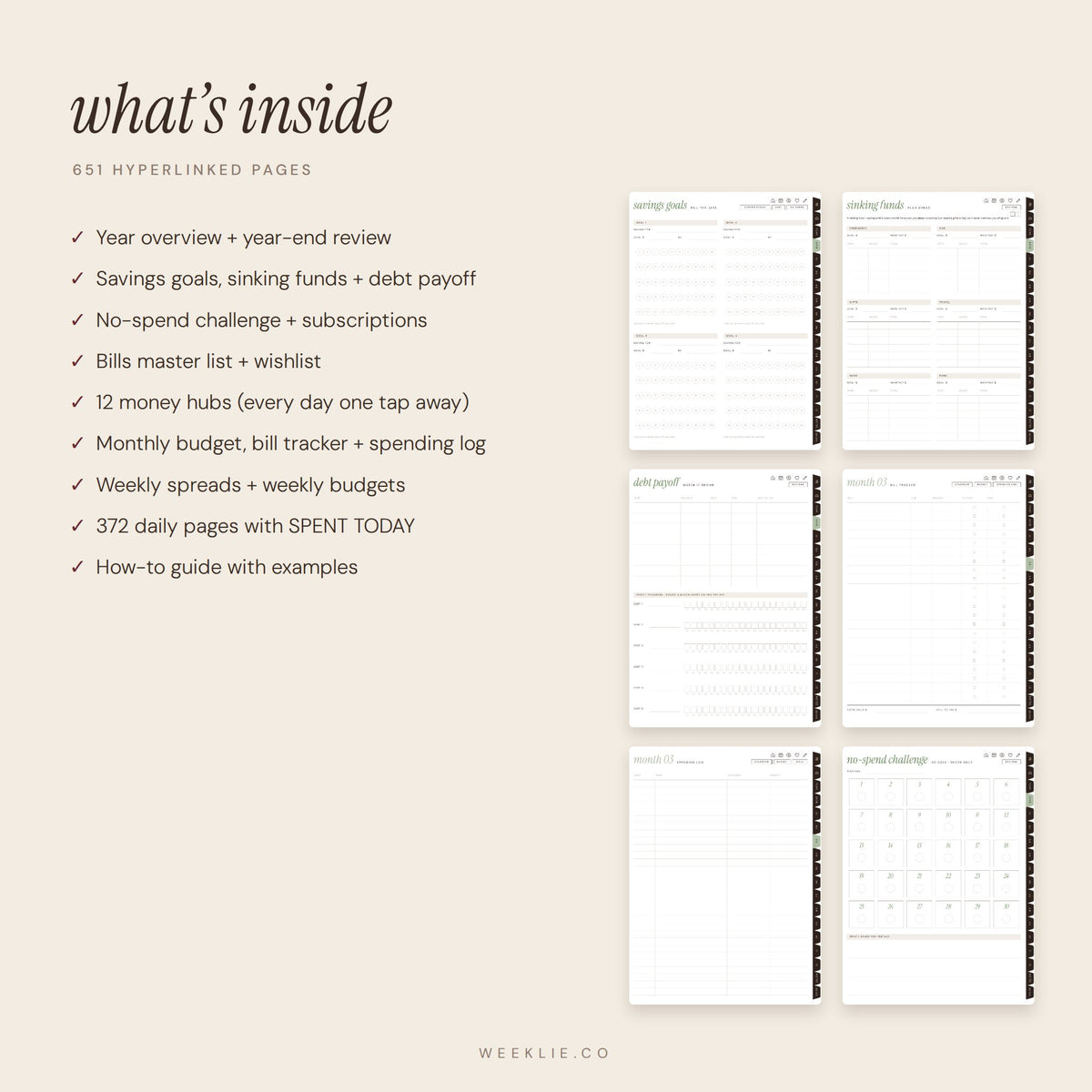 What is inside Soft Life Budget Planner
