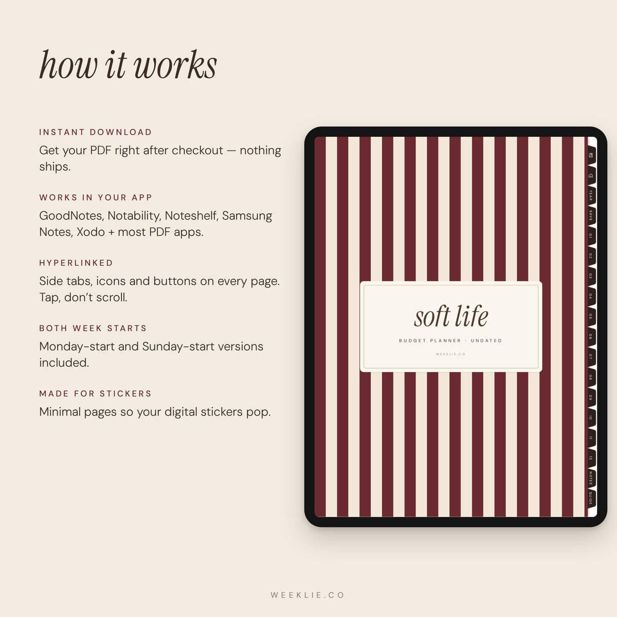 How Soft Life Budget Planner works in GoodNotes and other apps