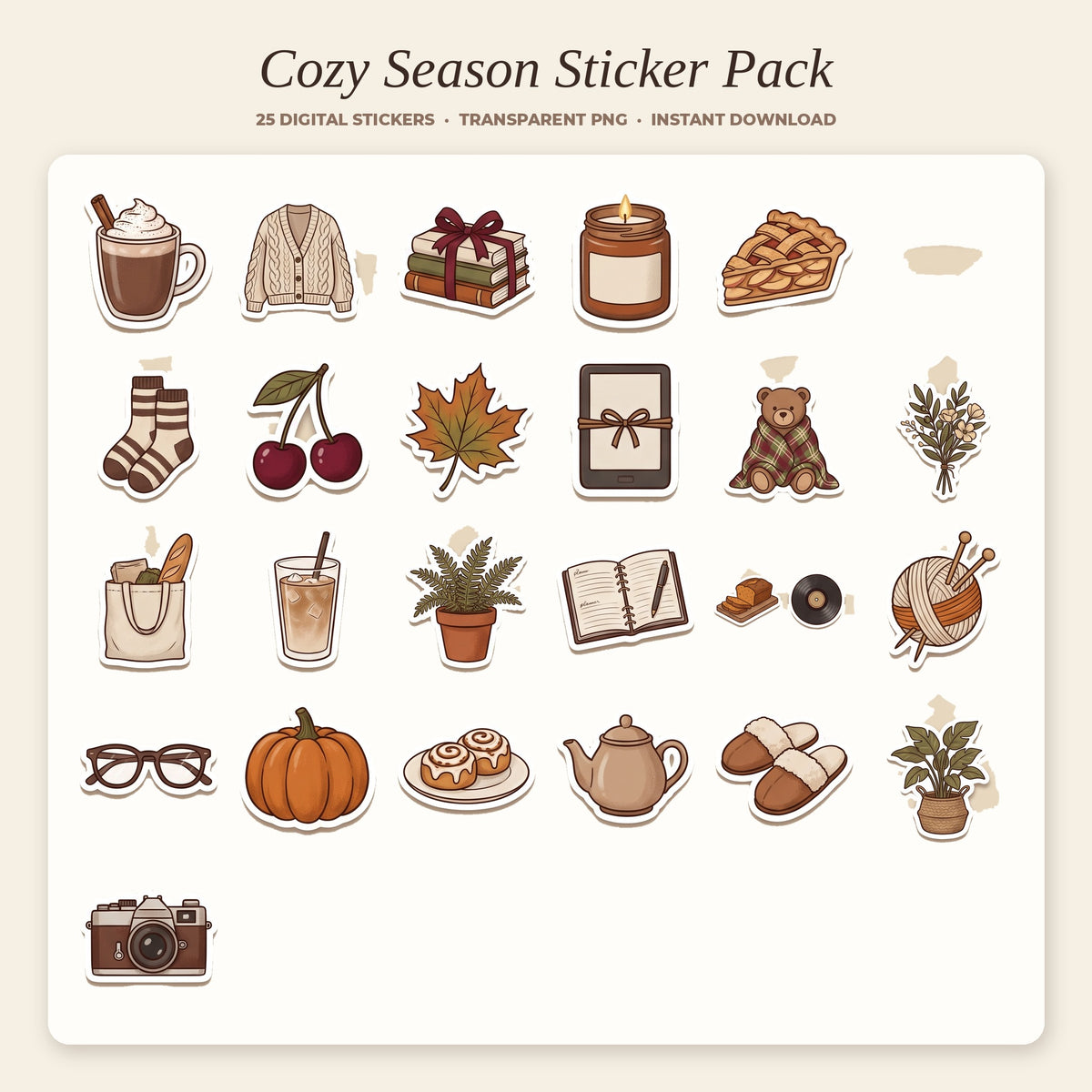 Cozy Season digital sticker sheet preview