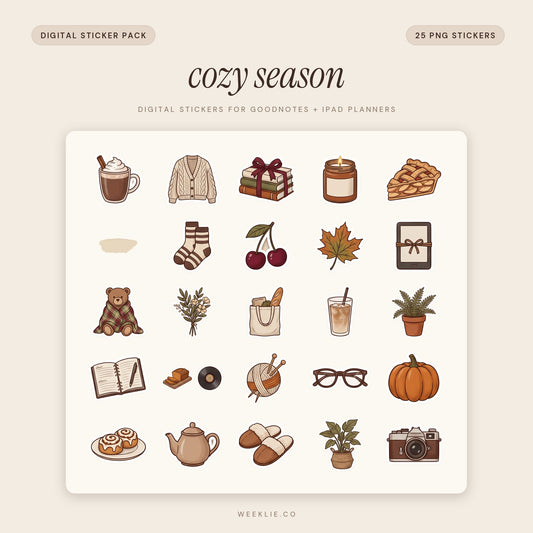Cozy Season digital sticker pack cover for GoodNotes and iPad planners