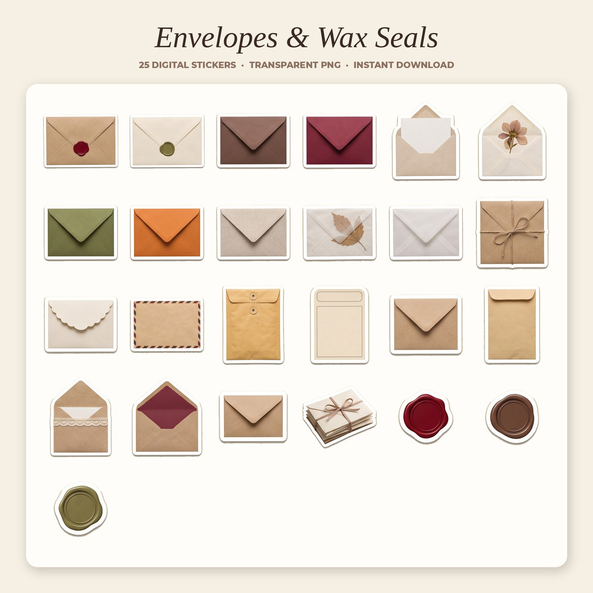 Envelopes & Wax Seals digital sticker sheet preview