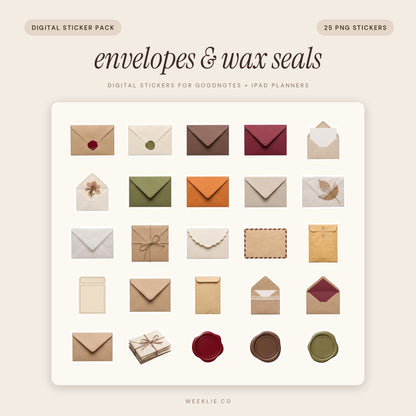 Envelopes & Wax Seals digital sticker pack cover for GoodNotes and iPad planners