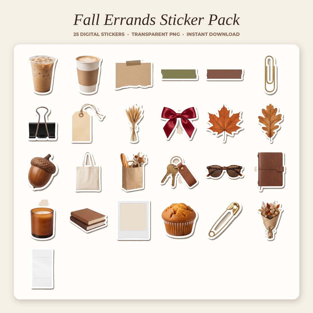 Fall Errands digital sticker sheet preview