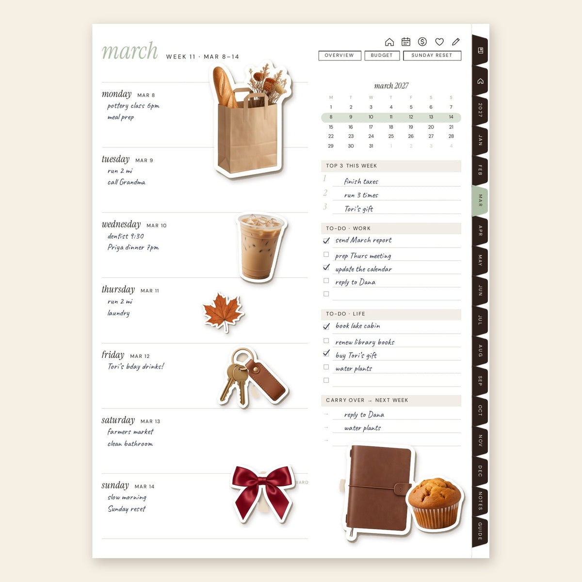 Fall Errands digital sticker sheet preview