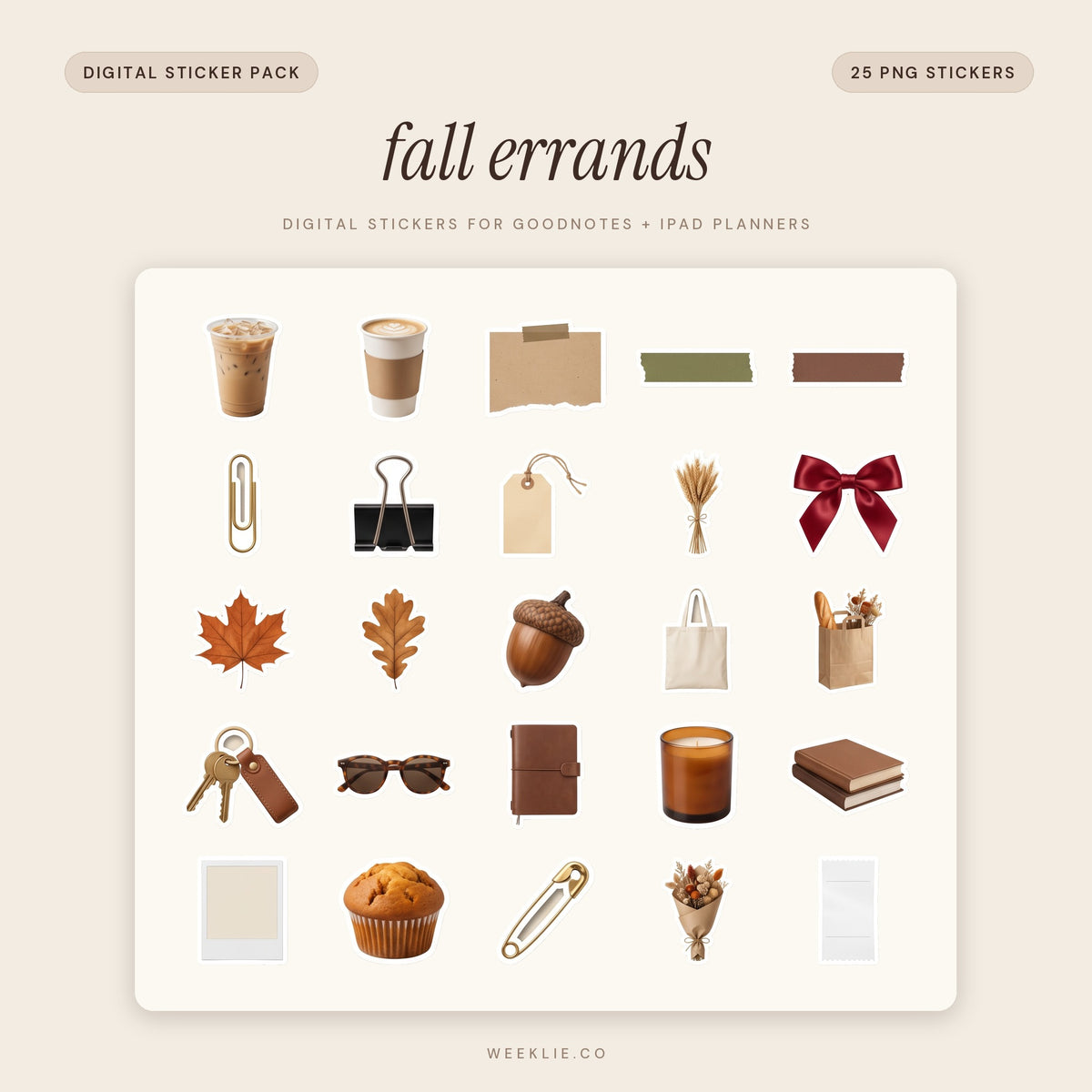 Fall Errands digital sticker pack cover for GoodNotes and iPad planners