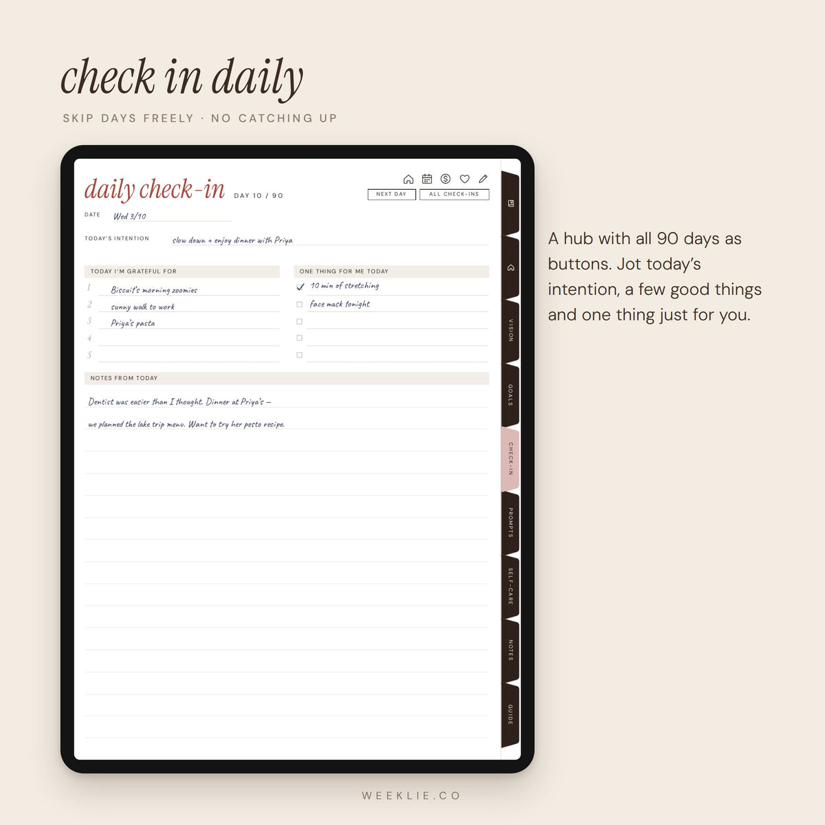 The Glow-Up Journal hyperlinked pages