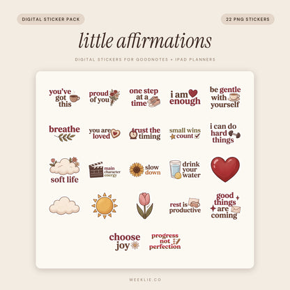 Little Affirmations digital sticker pack cover for GoodNotes and iPad planners