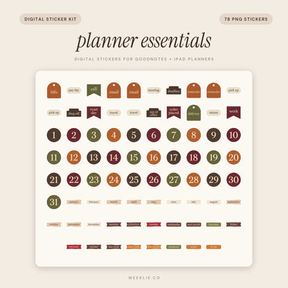 Planner Essentials digital sticker pack cover for GoodNotes and iPad planners