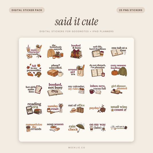Said It Cute digital sticker pack cover for GoodNotes and iPad planners