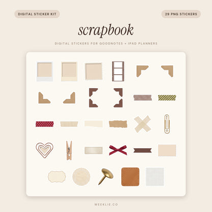 Scrapbook digital sticker pack cover for GoodNotes and iPad planners