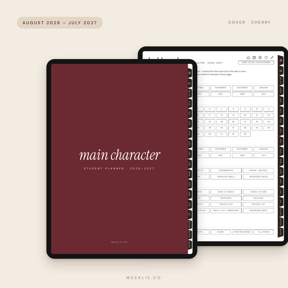 Main Character Student Planner 2026–2027 with the Cherry cover