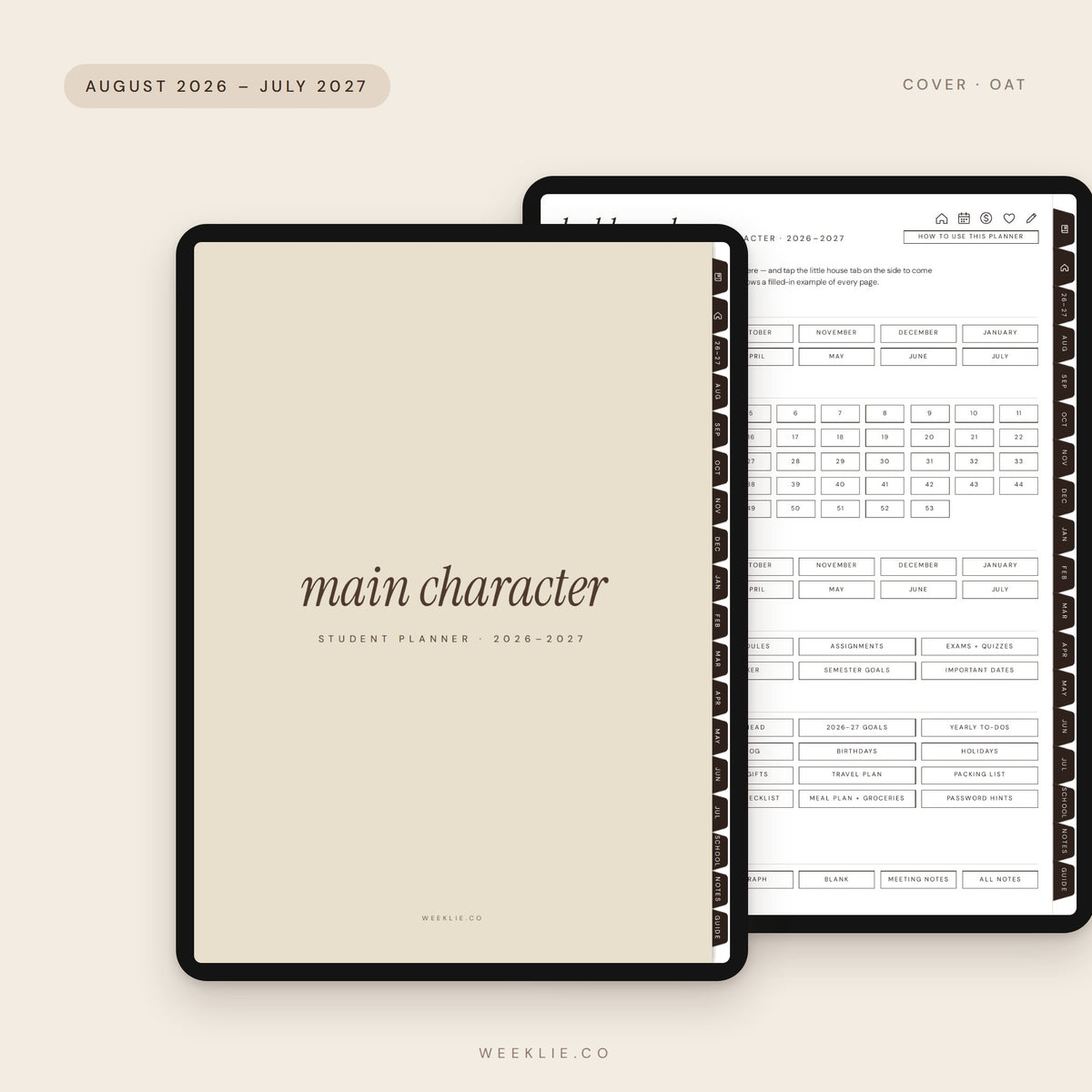 Main Character Student Planner 2026–2027 with the Oat cover