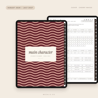 Main Character Student Planner 2026–2027 with the Cherry Waves cover