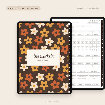 The Undated Weeklie Planner with the Retro Bloom cover