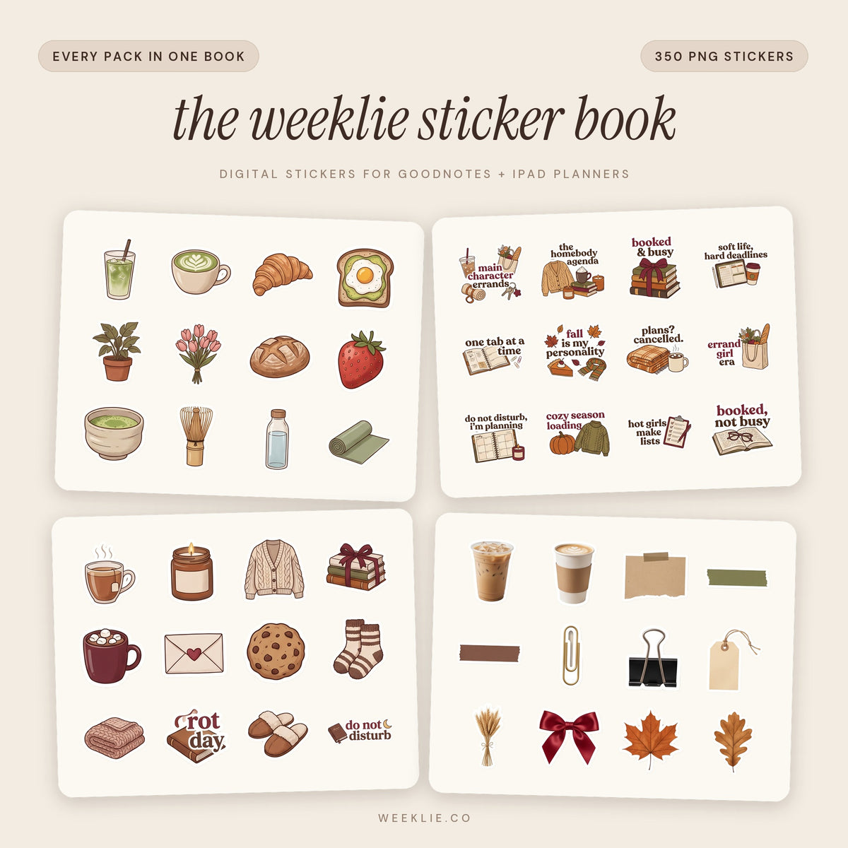 The Weeklie Sticker Book digital sticker pack cover for GoodNotes and iPad planners