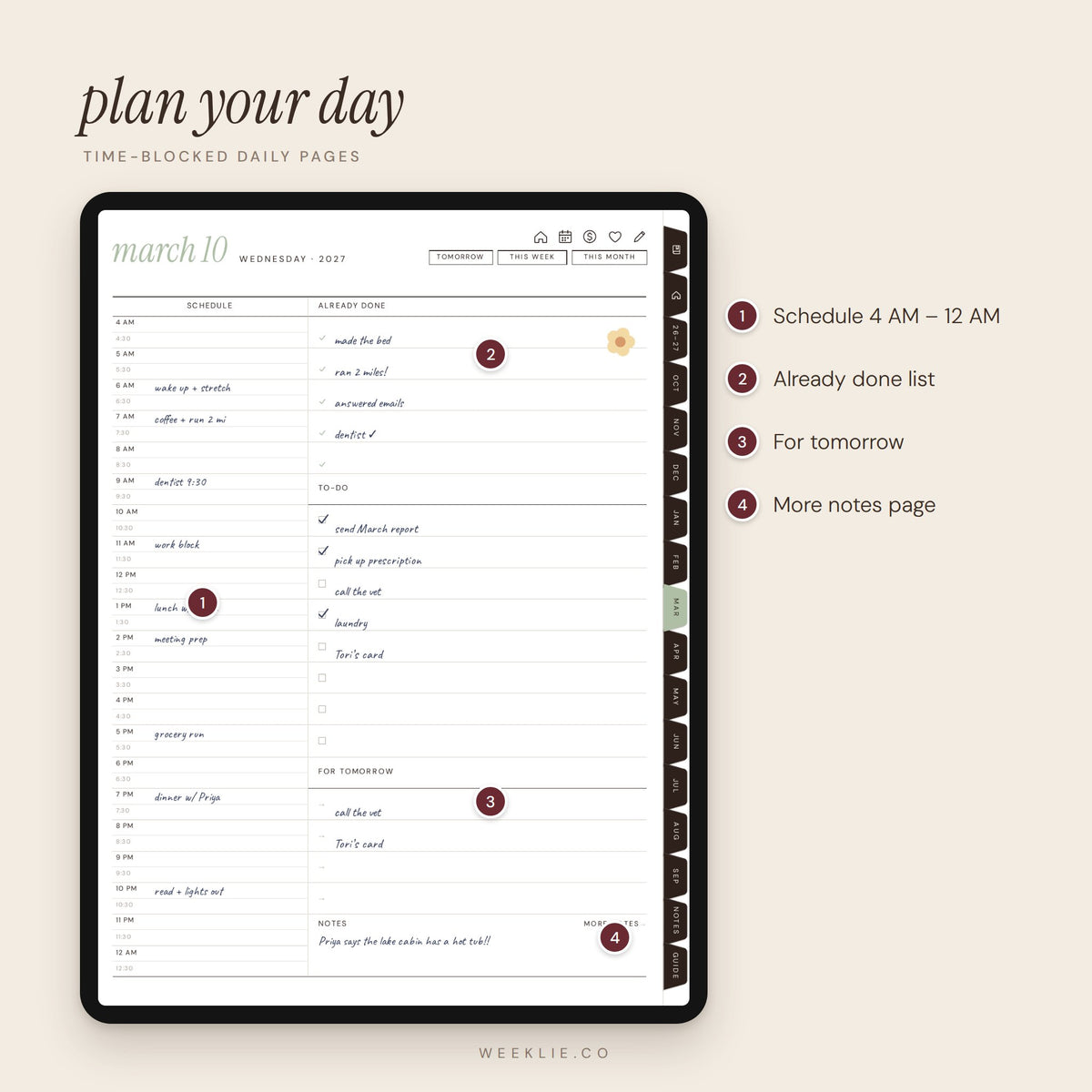 The 2026–2027 Weeklie Planner pages