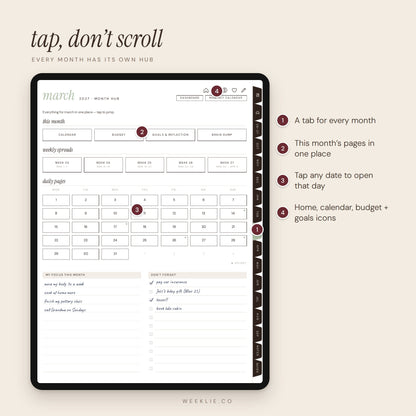 The 2026–2027 Weeklie Planner hyperlinked pages