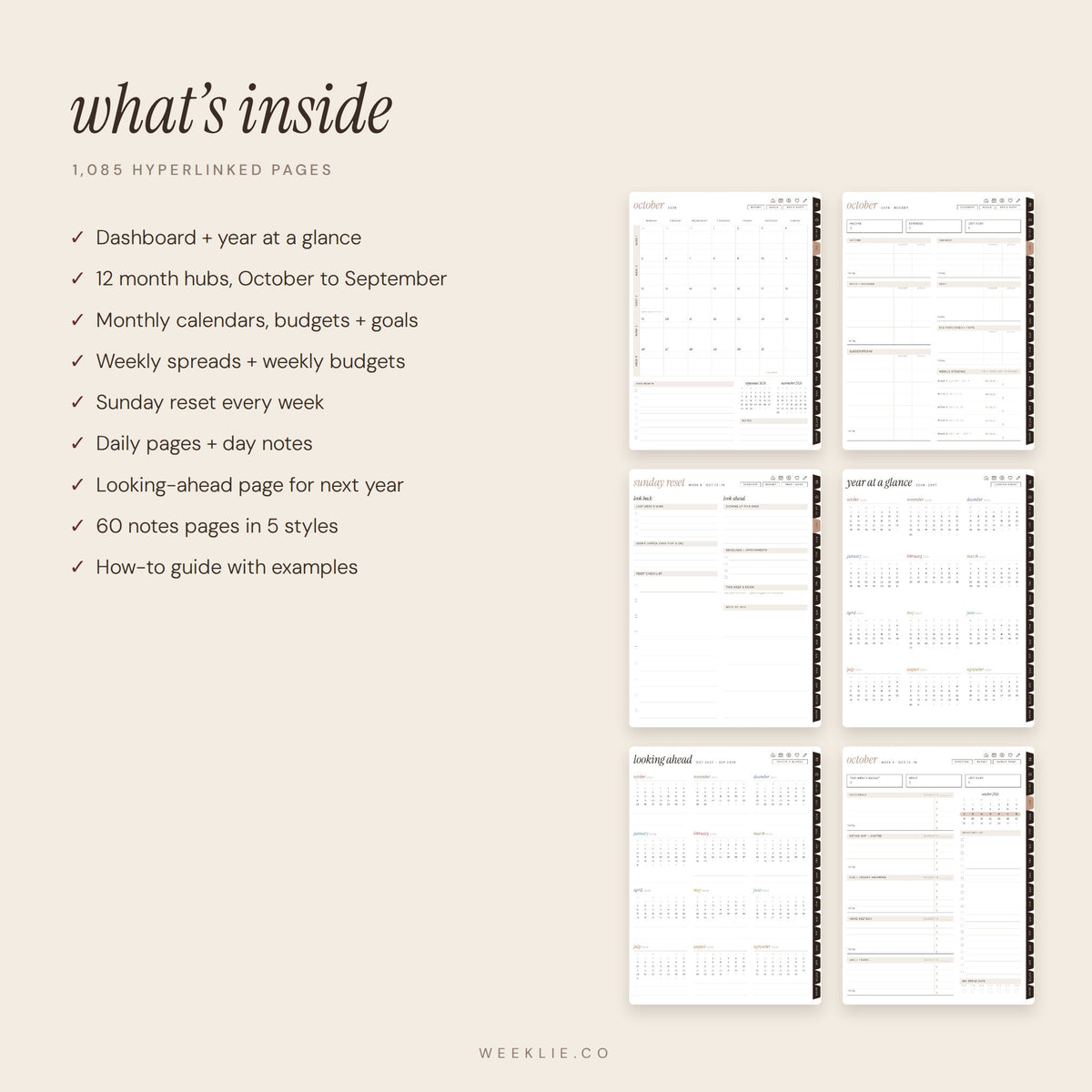 What is inside The 2026–2027 Weeklie Planner