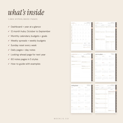 What is inside The 2026–2027 Weeklie Planner