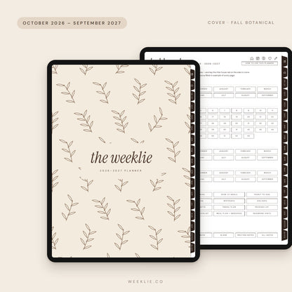 The 2026–2027 Weeklie Planner with the Fall Botanical cover