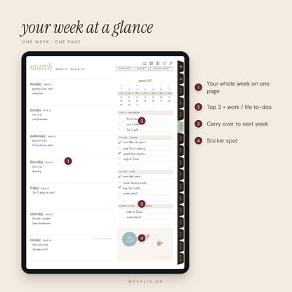 The 2027 Weeklie Planner weekly pages