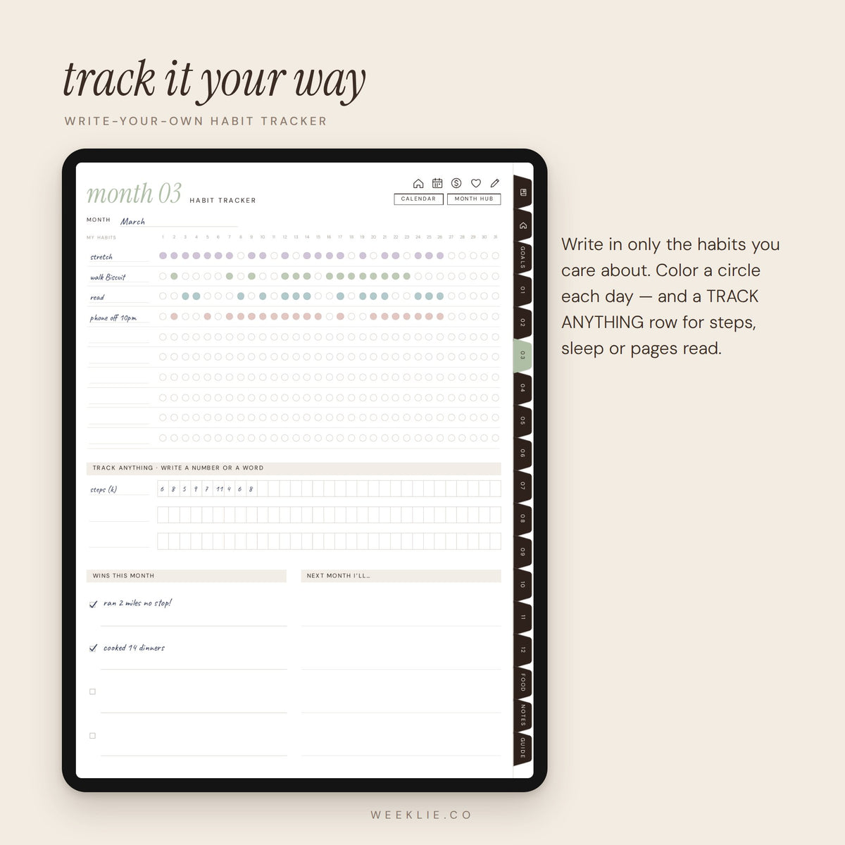 Wellness Era Planner hyperlinked pages
