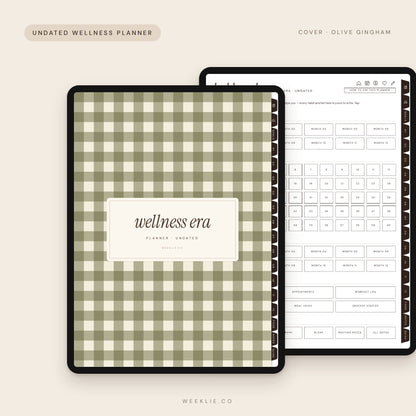 Wellness Era Planner with the Olive Gingham cover